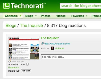 The Inquisitr: Blog Reactions on Technorati